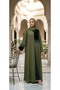 Premium Green Korean Nida Abaya with Velvet Detailing & Elegant Beads Work Luxury Modest Wear