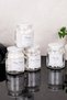 4-Piece Glass Cotton Set with Acrylic White Vacuum Lid and White Label Bathroom Set 300 ml Cotton Storage Container Bathroom Organizer
