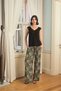 Floral leaf and ethnic patterned lace 3-piece pajama set - 6