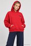 Hooded Printed Oversize Knitted Sweatshirt Lrn0080 Red - 5
