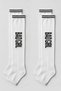 2 Pairs of Slogan-Printed Striped Towel-Soled Women's Over-The-Knee Socks