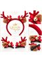 Luxurious Imported Design Christmas Deer Antler 3-Piece Crown Hairpin Buckle Set Christmas Crown with Bell and Bow Decoration - 2