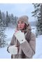 Trend Winter Women's Cut-Finger Plush Gloves - Thermal Hand Warmers with Flip-Cover and Button Detail - 2
