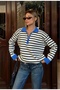 Zipper Collar Detailed Striped Long Sleeve Knitwear Sweater