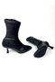 Black Leather 7 cm Heel Stretch Boots Suitable for Daily Use