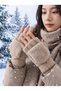 Trend Winter Women's Cut-Finger Plush Gloves - Thermal Hand Warmers with Flip-Cover and Button Detail - 2