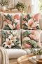 Digital Printing Lily Pattern Top Quality Suede 4-Piece Throw Pillow Cover Set (Double Sided) - 3