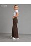 Women's Lycra Brown Palazzo Wide Leg Super High Waist Jean Trousers - 3
