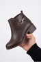 Short Heeled Women's Boots with Buckle and Zipper - 2