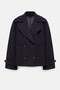 Zr Women's Double-Breasted Collar Double-Button Sleeve Belt Detailed Comfortable Fit Short Cashmere Coat - 3