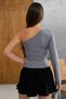 Women's One-Sleeve Low-Cut Diver Fabric Blouse - 6