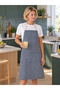 Kitchen Apron Water Repellent Stain-Resistant Fabric 100% Cotton with Neck and Waist Tie Houndstooth Daily Kitchen Apron