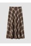 Özmarka New Season Brown Zippered Plaid Flared Skirt - 5