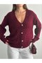 Women's Gold Buttoned V-Neck Knitwear Casual Mother Cardigan