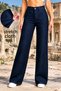 Wide Leg Women's Jeans - High Waist, Lycra, Loose Legs, Stretchy Palazzo Women's Denim Pants