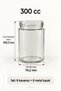 Set of 6 300 Cc Glass Food Jars, Magnolia Honey Jam Jar with Metal Lid - 2