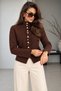 Women's Stand Collar Ruffle Detailed Button Knitwear Cardigan - 5