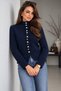 Women's Stand Collar Ruffle Detailed Button Knitwear Cardigan - 5