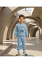 Dinosaur Printed Blue Boys' Top and Bottom Set - 2