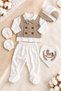 Baby Boy Boxed Premium Horse-Themed 5-Piece Hospital Discharge Set Newborn Cotton Cap Bow Tie Vest Look