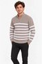 Men's stand collar half zippered striped thessaloniki knitwear sweater - beige - 2
