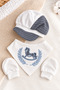 Baby Boy Boxed Premium Horse-Themed 5-Piece Hospital Discharge Set Newborn Cotton Cap Bow Tie Vest Look - 3