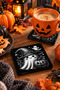 Halloween (Ghost with Witch Hat and Pumpkin Pattern) Themed Acrylic Laser-Engraved Coaster (Felt Base) - 6