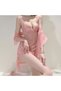 Women's 4 Piece Lace Satin Sleepwear Set with Robe, Nightdress & Matching Accessories