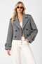 Zr Women's Double-Breasted Collar Double-Button Sleeve Belt Detailed Comfortable Fit Short Cream Cashmere Coat - 4