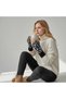 Women's Plush Faux Fur Leopard Pattern Cut-Out Finger Gloves - 2
