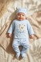 3-Piece Baby Set - Ecru Bottom and Top Hat Set with Cotton Skater Bear Figure
