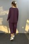 Women's Long Sleeve Coat Detailed Two Thread Viscose Double Suit - 2