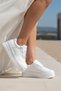 White Bridal Sneakers Comfortable Stylish Satin Lace-Up Heart Detailed Bridal Evening Dress Shoes