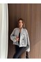 Checked Double-Breasted Collar Buttoned Bomber Jacket - 5