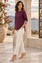 Women's Long Sleeve Crew Neck Houndstooth Sleeve Detail Loose Modal Blouse - Casual Comfort and Timeless Elegance - 5