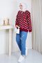 Women's Polo Neck Spotted Knitwear Tunic Sweater - 4