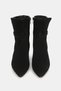 Women's Black Suede Genuine Natural Leather 35-41 Size Thin Heel Pointed Toe Boots & Booties - 4