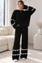 Women's Heart Patterned Winter Double Set Wide Sleeve Sweater - 2