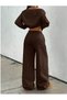 Bitter Brown Puff Fabric Pintrst. Trends Women's Top and Bottom Set - Do987655 - 5