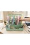 4 Compartment Plastic Magazine Holder with Pen Holder Desktop File Organizer Green - 6