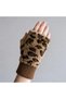 Women's Plush Faux Fur Leopard Pattern Cut-Out Finger Gloves