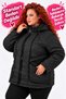 Plus Size Women's 56-60 Size Sequined Glittering Pearl Detailed Quilted Zippered Hooded Lined Coat - 2