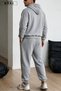 Minimalist Oval Logo Printed Melange Gray Unisex Cardigan Jogger 2 Piece Set - 2