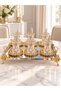 Gold Silver Mix Pantokraf High Degree Gilded 19 Piece Tea Set with Tray - 3