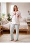 New Season Ecru Mint Winter Design with Hidden Breastfeeding Feature Long Sleeve Maternity Pajama Set