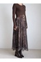 Flowers Printed Asymmetrical Chiffon Skirt - Ld - Bitter Brown - 2