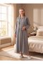 New Season Smoked Winter Patterned Shawl Collar Full Length Breastfeeding Compatible Design Long Sleeve Maternity Pajamas Nightgown Set - 6