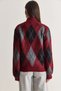 Women's Burgundy Diamond Patterned Stand Collar Zippered Shawl Collar Knitwear Cardigan 5243 60286702 - 7