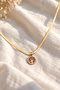 Gold Color Steel Italian Chain Necklace with Tree of Life Figure