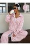 Jagu Striped Top and Bottom Set Pink - 3